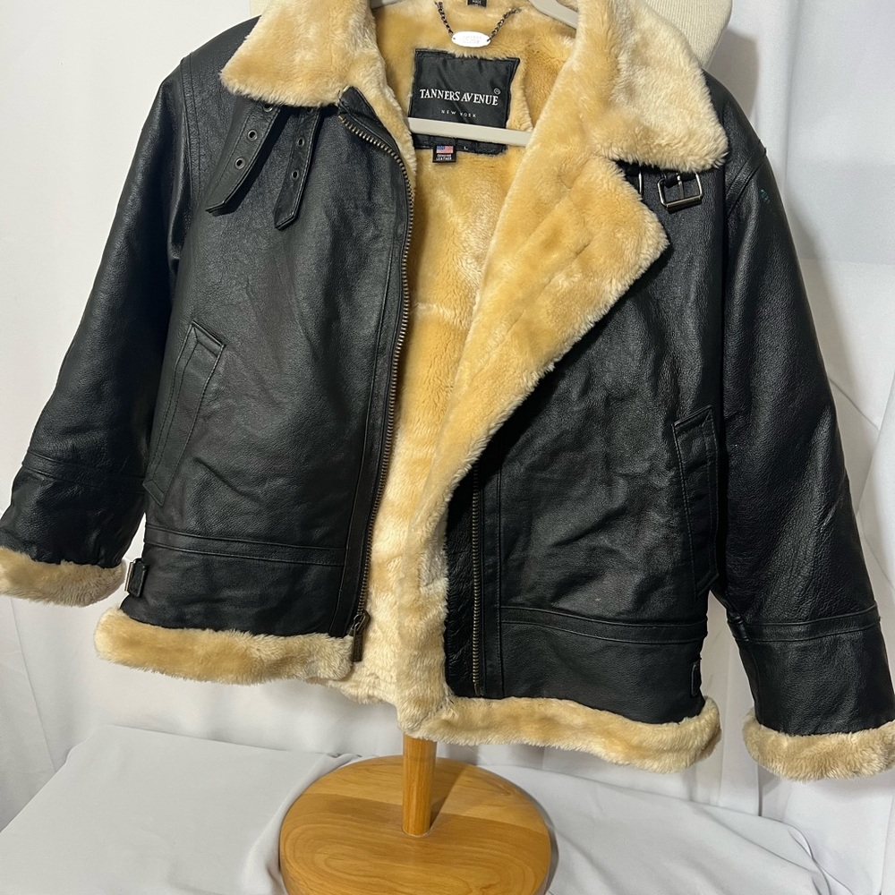 Dark Brown Leather Jacket with Fur Beige  Lining